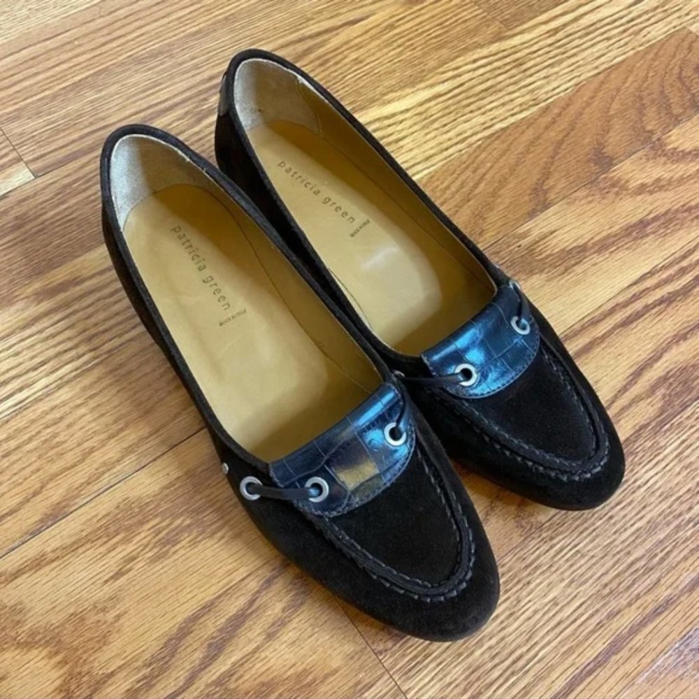 Patricia Green Dark Brown Suede Heels
